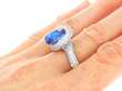 Sri Lankan Sapphire and Diamond Ring on Hand