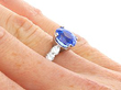 Vintage Round Sapphire Ring with Diamonds on finger