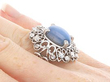 vintage Platinum Star Sapphire Ring on hand