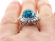 Vintage Black Opal and Diamond Ring in Platinum on finger