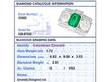 Octagonal Cut Emerald and Diamond Ring in Platinum grading card
