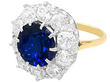 Basaltic Sapphire and Diamond Cluster Ring