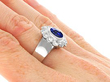 Bezel Set Sapphire Cluster Ring in White Gold on finger