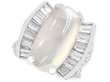 Platinum Moonstone and Baguette Diamond Ring
