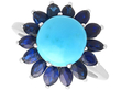 Vintage Turquoise and Sapphire Cluster Ring