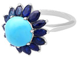 Turquoise and Sapphire Cluster Ring in white gold