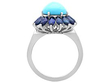 setting of Vintage Turquoise and Sapphire Cluster Ring