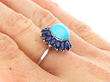 Vintage Turquoise and Sapphire Cluster Ring on hand