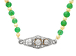 Emerald and Pearl Single Strand Bead Necklace