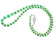 antique french Emerald and Pearl Single Strand Bead Necklace with diamond clasp