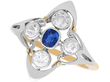Antique Quatrefoil Ring with Sapphire and Diamonds 