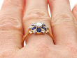 Floral Sapphire Ring in Yellow Gold on finger