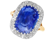 Yellow Gold Cushion Cut Sapphire Cluster Ring