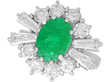 Vintage 1970s Emerald and Diamond Ring in White Gold