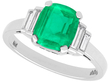 Emerald Ring with Baguette Diamonds in Platinum