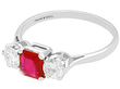 antique Three Stone Ruby and Diamond Ring