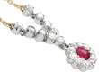 Victorian Ruby Cluster Pendant Necklace with Diamonds setting