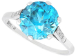 Antique Blue Zircon Solitaire Ring from 1930s