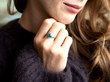 wearing Antique Blue Zircon Solitaire Ring from 1930s