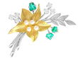 Vintage Emerald and Pearl Flower Brooch