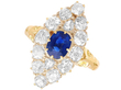 Navette Sapphire and Diamond Ring in Gold