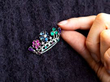 Antique Gem Set Gold Crown Brooch