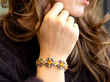 Yellow and Blue Sapphire Bracelet in Gold wearing