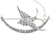 Victorian Swallow and Crescent Moon Brooch