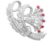 Vintage Floral Diamond and Ruby Brooch 