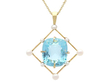 Gold Aquamarine Pendant Necklace with Pearls
