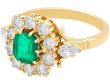 Vintage Emerald and Diamond Cluster Ring