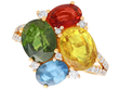 Green Orange and Blue Sapphire Ring in Gold