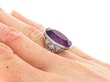 Antique 1920s Oval Amethyst Ring in Platinum being worn