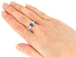 Sapphire Ring with Pear Cut Diamonds wearing