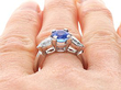 Vintage Sapphire Ring with Pear Cut Diamonds on finger