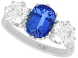 Cushion Cut Sapphire Trilogy Ring in Platinum
