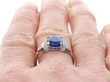 Oval Sapphire Engagement Ring in Platinum on finger