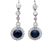 Blue Sapphire and Diamond Drop Earrings in Platinum