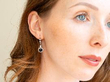 Blue Sapphire and Diamond Drop Earring in Platinum wearing
