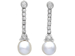 Antique Natural Saltwater Pearl Earrings with Diamonds