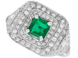 Square Emerald Cluster Ring in Platinum
