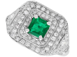 Square Emerald Cluster Ring in Platinum