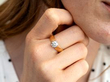 Vintage Unisex Gold Solitaire Engagement Ring wearing