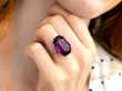 Antique Amethyst Cocktail Ring in Platinum wearing