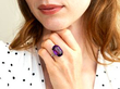 Antique Amethyst Cocktail Ring in Platinum being worn