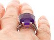Antique Amethyst Cocktail Ring in Platinum on finger