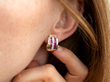 wearing Ruby and Diamond Earring in Yellow Gold