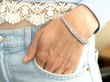 Luxury 14 carat Diamond Line Bracelet in Platinum wearing