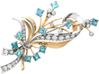 Vintage Aquamarine and Diamond Spray Brooch