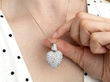 Diamond Heart Pendant Necklace in White Gold being worn
